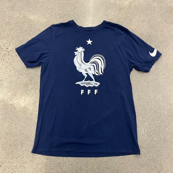 Nike France Soccer Tee Shirt Blue Size Large Men’s Slim Athletic Fit Logo - Picture 1 of 4
